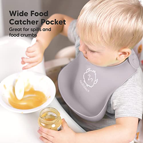 Silicone Baby Feeding Bibs - Waterproof, Easy Wipe Silicone Baby Bib (Soft Dusk) from KeaBabies