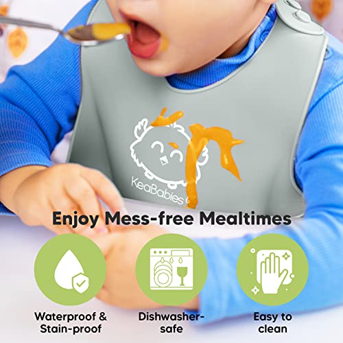 Silicone Baby Feeding Bibs - Waterproof, Easy Wipe Silicone Baby Bib (Soft Dusk) from KeaBabies