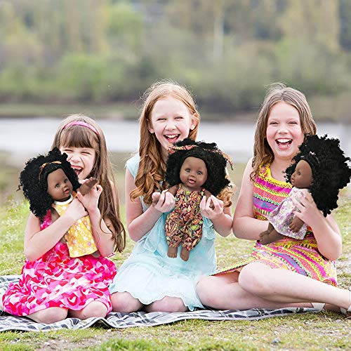 Nice2You Black Dolls 12in American African Girl Baby Doll for Kids Aged 2 3 4 5 6 7 Years Fashion Play Doll Reborn Baby Toy Doll - Life Size Soft Adjustable Perfect for Birthday from Nice2you