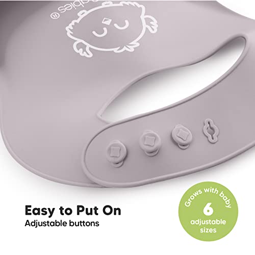 Silicone Baby Feeding Bibs - Waterproof, Easy Wipe Silicone Baby Bib (Soft Dusk) from KeaBabies