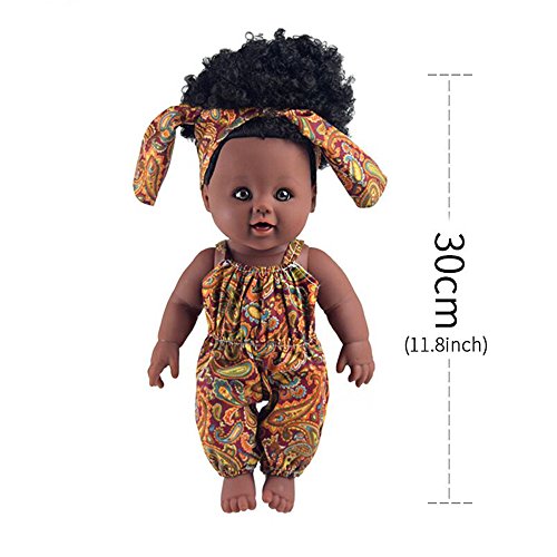 Nice2You Black Dolls 12in American African Girl Baby Doll for Kids Aged 2 3 4 5 6 7 Years Fashion Play Doll Reborn Baby Toy Doll - Life Size Soft Adjustable Perfect for Birthday from Nice2you