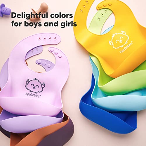 Silicone Baby Feeding Bibs - Waterproof, Easy Wipe Silicone Baby Bib (Soft Dusk) from KeaBabies