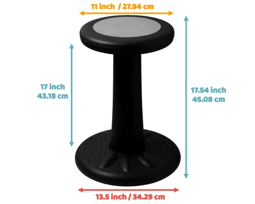Active Kids Chair by Studico â Wobble Chairs Juniors/Pre-Teens (Grades 3-7) - Flexible Seating Classroom- Children Who Canât Sit Still - 17.75" Wobble Chair - Corrects Posture | Black from Studico