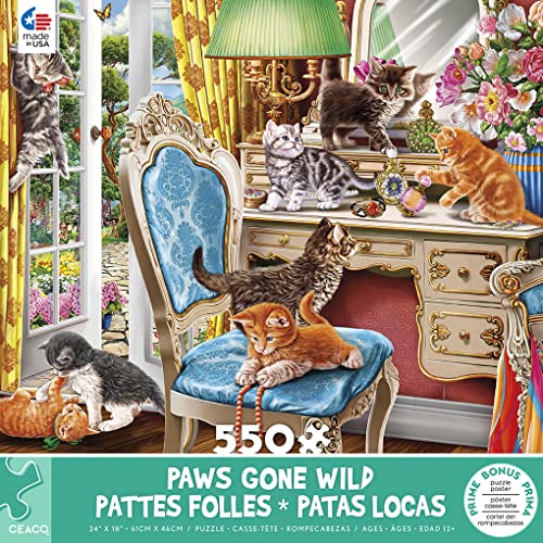 Ceaco - Paws Gone Wild - Kittens in The Bedroom -550 Piece Jigsaw Puzzle from Ceaco