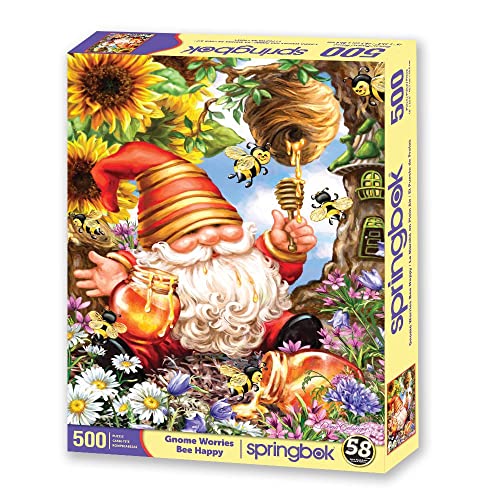 Springbok's 500 Piece Jigsaw Puzzle Gnome Worries Bee Happy - Made in USA from Springbok