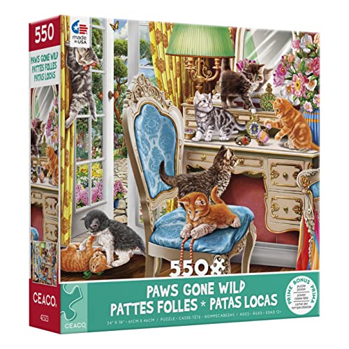 Ceaco - Paws Gone Wild - Kittens in The Bedroom -550 Piece Jigsaw Puzzle from Ceaco