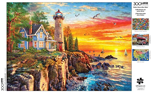 Buffalo Games - Rocky Cliff Lighthouse - 300 Large Piece Jigsaw Puzzle by Buffalo Games