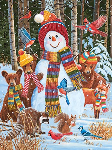 White Mountain Visiting The Snowman, 500 Piece Jigsaw Puzzle from White Mountain Puzzles