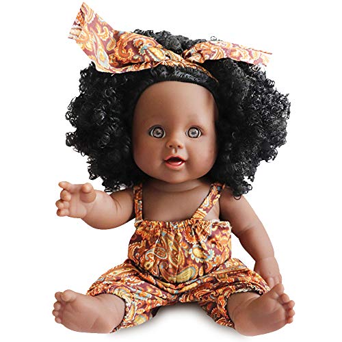 Nice2You Black Dolls 12in American African Girl Baby Doll for Kids Aged 2 3 4 5 6 7 Years Fashion Play Doll Reborn Baby Toy Doll - Life Size Soft Adjustable Perfect for Birthday from Nice2you