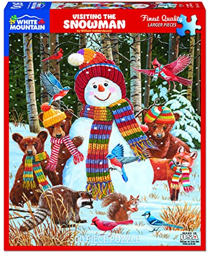 White Mountain Visiting The Snowman, 500 Piece Jigsaw Puzzle from White Mountain Puzzles
