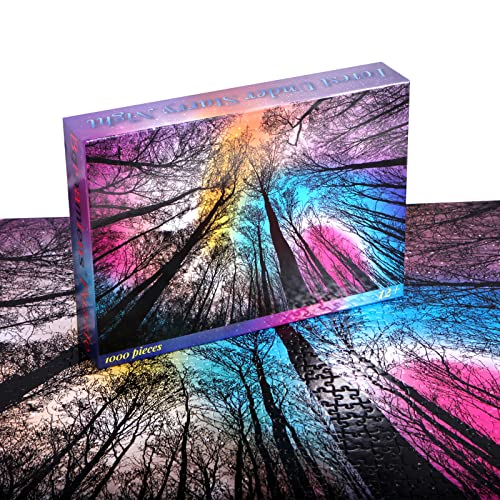 Bgraamiens Puzzle-Forest Under Starry Night-1000 Pieces Creative Color and Lines Jigsaw Puzzle Color Challenge Puzzle from Panley