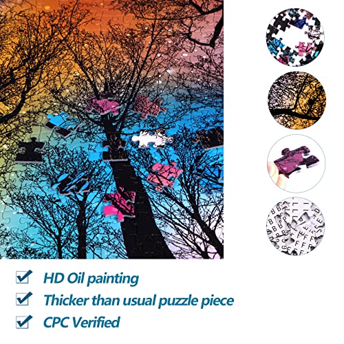 Bgraamiens Puzzle-Forest Under Starry Night-1000 Pieces Creative Color and Lines Jigsaw Puzzle Color Challenge Puzzle from Panley