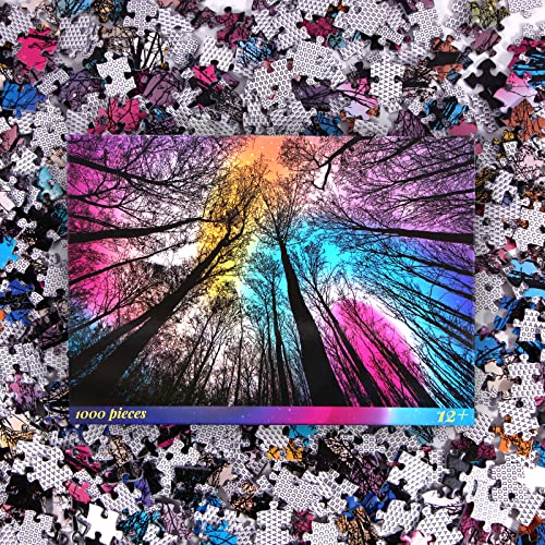 Bgraamiens Puzzle-Forest Under Starry Night-1000 Pieces Creative Color and Lines Jigsaw Puzzle Color Challenge Puzzle from Panley