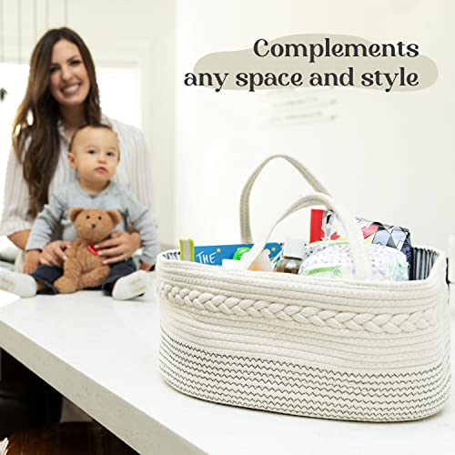 Luxury Little Baby Diaper Caddy Organizer - Rope Nursery Storage Bin for Boys and Girls - Large Tote Bag & Car Organizer with Removable Inserts - Baby Shower Gift Basket - Newborn Registry Must Haves from luxury little