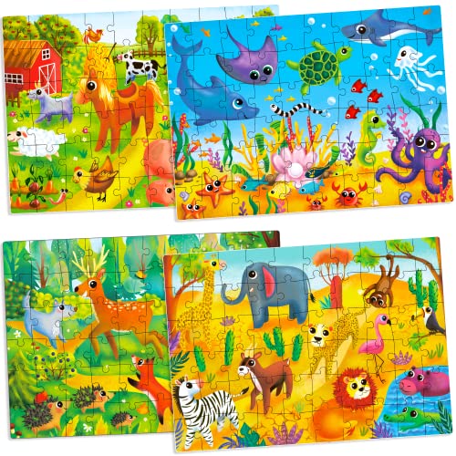 60 Piece Puzzles for Kids Ages 4-8 - 4 Jigsaw Toddler Puzzles Ages 3-5 by Quokka - Animals Toys for Children 6-8-10 Year Old - Game for Boys and Girls from Adducate Ukraine LLC