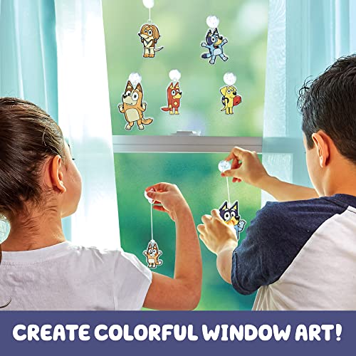 Bluey Window Art Suncatchers Kit for Kids to Paint, Great at-Home Kids Craft Activity or Bluey Birthday Party Idea, Toys for Kids Ages 3, 4, 5, 6 from Horizon Group USA