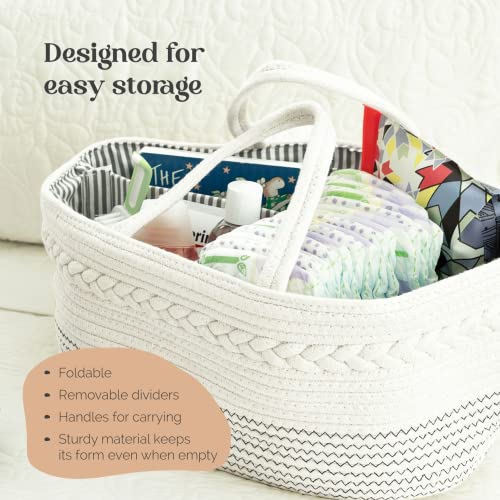 Luxury Little Baby Diaper Caddy Organizer - Rope Nursery Storage Bin for Boys and Girls - Large Tote Bag & Car Organizer with Removable Inserts - Baby Shower Gift Basket - Newborn Registry Must Haves from luxury little
