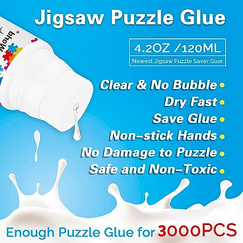 Jigsaw Puzzle Glue with Newest Sponge Head 120ML for 1000/1500/3000 Pieces of Puzzles, Water-Soluble, Fast Drying, Special Craft Puzzle Glue Sheets for Paper and Wood(4.2OZ) by Startso World