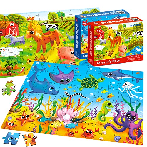 60 Piece Puzzles for Kids Ages 4-8 - 4 Jigsaw Toddler Puzzles Ages 3-5 by Quokka - Animals Toys for Children 6-8-10 Year Old - Game for Boys and Girls from Adducate Ukraine LLC
