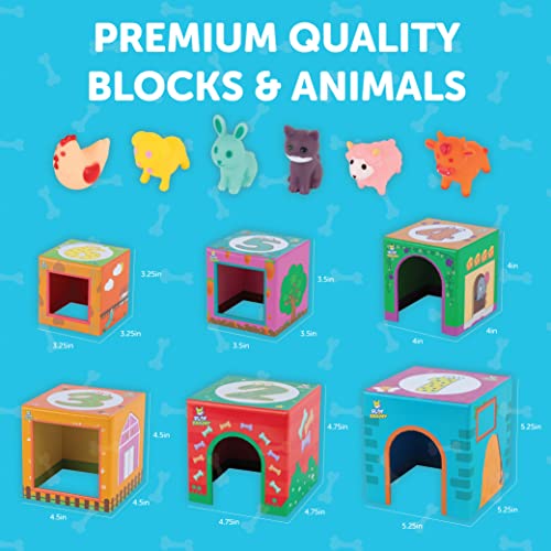Play Brainy Farm Animal Sorting and Stacking Toys for Toddlers Ages 1-3 - 6 Sets of Animal Stacking Blocks Toddler Toys for Girls and Boys for Preschool Concepts & Early Learning Baby Gifts from Goods and More Corp