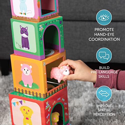 Play Brainy Farm Animal Sorting and Stacking Toys for Toddlers Ages 1-3 - 6 Sets of Animal Stacking Blocks Toddler Toys for Girls and Boys for Preschool Concepts & Early Learning Baby Gifts from Goods and More Corp