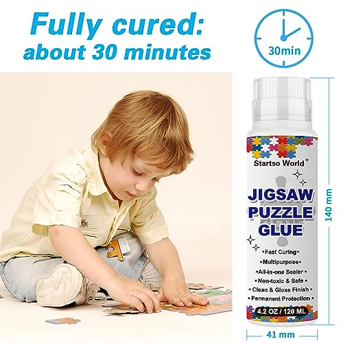 Jigsaw Puzzle Glue with Newest Sponge Head 120ML for 1000/1500/3000 Pieces of Puzzles, Water-Soluble, Fast Drying, Special Craft Puzzle Glue Sheets for Paper and Wood(4.2OZ) by Startso World