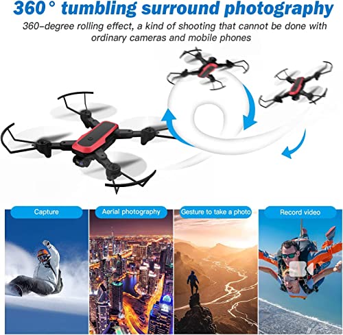 TizzyToy Drone with Camera 4K, Drones for adults, WiFi FPV RC Quadcopter with Gesture Control, 3D FlipFoldable Mini Drones Toys Gifts for Kids Beginners, Controlled Cameraï¼Drone with LED Lights, Headless Mode,One Key Start Mode from TizzyToy