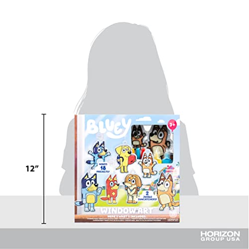 Bluey Window Art Suncatchers Kit for Kids to Paint, Great at-Home Kids Craft Activity or Bluey Birthday Party Idea, Toys for Kids Ages 3, 4, 5, 6 from Horizon Group USA