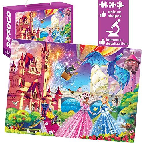 100 Piece Floor Puzzles for Kids Ages 4-8 â Big Jigsaw Puzzles for Toddlers Ages 3-5 by QUOKKA â Set of 3 Toys Unicorn, Princess and Dog Park â Gift for Girl and Boy Ages 6-8-10 from Adducate Ukarine LLC