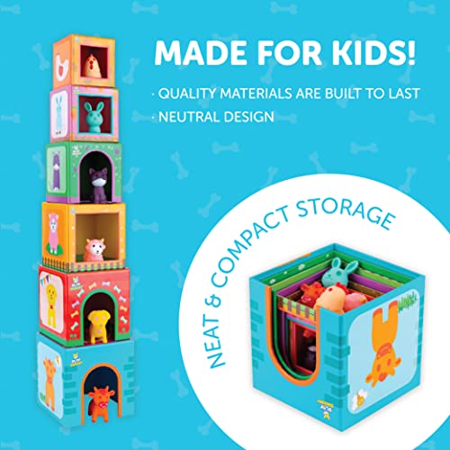 Play Brainy Farm Animal Sorting and Stacking Toys for Toddlers Ages 1-3 - 6 Sets of Animal Stacking Blocks Toddler Toys for Girls and Boys for Preschool Concepts & Early Learning Baby Gifts from Goods and More Corp