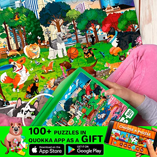 100 Piece Floor Puzzles for Kids Ages 4-8 â Big Jigsaw Puzzles for Toddlers Ages 3-5 by QUOKKA â Set of 3 Toys Unicorn, Princess and Dog Park â Gift for Girl and Boy Ages 6-8-10 from Adducate Ukarine LLC