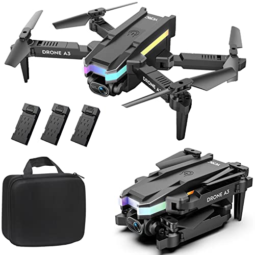 Mosunx Drone with 4K Dual HD Camera, 2023 Upgradded RC Quadcopter FPV Camera Foldable Drone Toys Gift for Adults and Kids, One Key Start Speed Adjustment, 360Â° Altitude Hold Mode (3*Battery) by Belief dolls