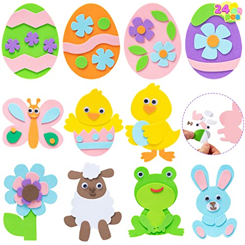JOYIN 24 Pcs Foam Easter Egg Magnet Craft Kit, Easter Craft Kits DIY Animal and Egg Magnet Set for Kids Easter Kids Favor Classroom Homeschool Art Decor, Art and Craft Supplies Party Favors, Egg Hunt by JOYIN inc.