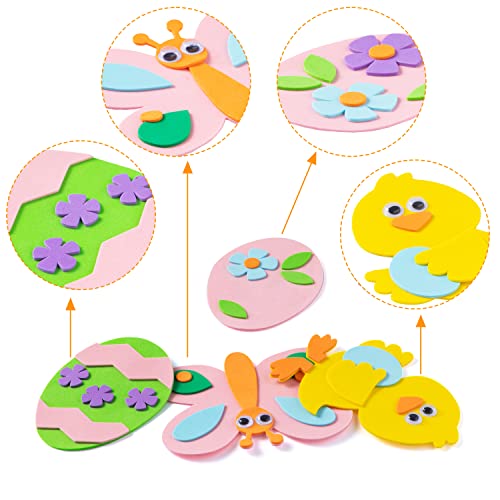 JOYIN 24 Pcs Foam Easter Egg Magnet Craft Kit, Easter Craft Kits DIY Animal and Egg Magnet Set for Kids Easter Kids Favor Classroom Homeschool Art Decor, Art and Craft Supplies Party Favors, Egg Hunt by JOYIN inc.