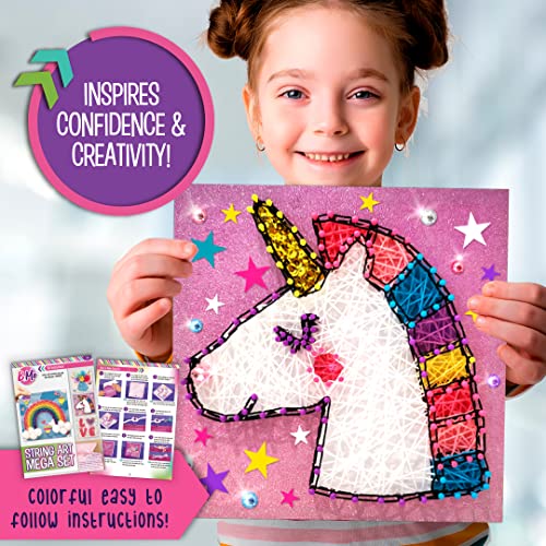 String Art Craft Mega Activity Set for Kids - Makes 4 Large String Art Canvas Boards - Make Your Own Creative Room Decor for Boys and Girls - DIY Craft Kit for Children, Tweens, and Young Teens Age 6+ by Creative Kids