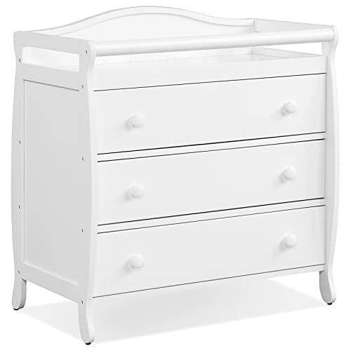 Costzon 3-Drawer Changing Table, Infant Diaper Changing Station with Drawers, Safety Rails & Strap, Baby Changing Table Dresser for Nursery, Easy Assembly (White) from Costzon