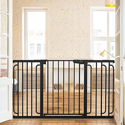 Mom's Choice Awards Winner-Cumbor 29.5-57" Baby Gate for Stairs, Extra Wide Dog Gate for Doorways, Pressure Mounted Walk Through Safety Child Gate for Kids Toddler, Tall Pet Puppy Fence Gate, Black from Cumbor