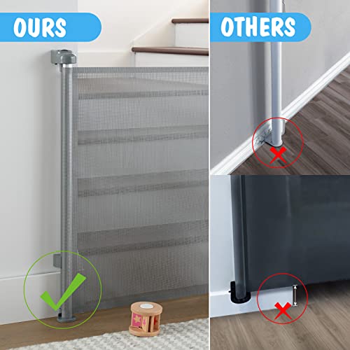 Cumbor Retractable Baby Gates for Stairs, Mesh Pet Gate 33" Tall, Extends to 55" Wide, Extra Wide Dog Gate for The House, Long Child Safety Gates for Doorways, Hallways, Cat Gate Indoor/Outdoor(Gray) from Cumbor