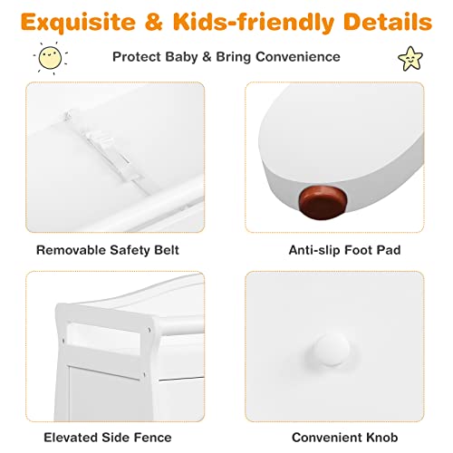 Costzon 3-Drawer Changing Table, Infant Diaper Changing Station with Drawers, Safety Rails & Strap, Baby Changing Table Dresser for Nursery, Easy Assembly (White) from Costzon