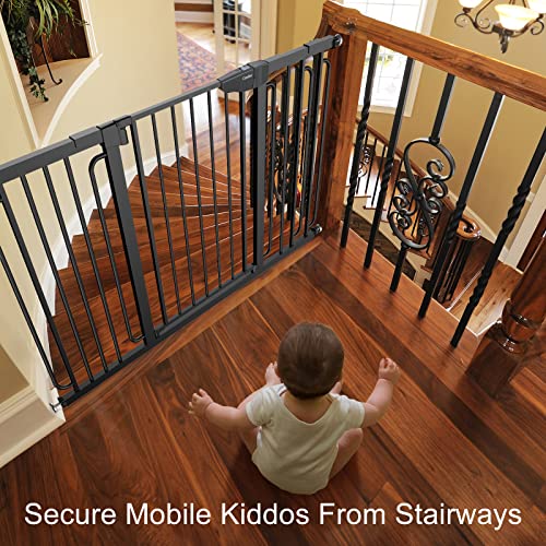 Mom's Choice Awards Winner-Cumbor 29.5-57" Baby Gate for Stairs, Extra Wide Dog Gate for Doorways, Pressure Mounted Walk Through Safety Child Gate for Kids Toddler, Tall Pet Puppy Fence Gate, Black from Cumbor