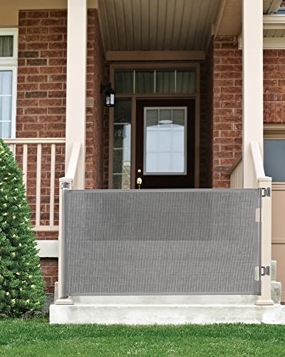 Cumbor Retractable Baby Gates for Stairs, Mesh Pet Gate 33" Tall, Extends to 55" Wide, Extra Wide Dog Gate for The House, Long Child Safety Gates for Doorways, Hallways, Cat Gate Indoor/Outdoor(Gray) from Cumbor