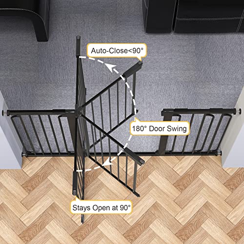 Mom's Choice Awards Winner-Cumbor 29.5-57" Baby Gate for Stairs, Extra Wide Dog Gate for Doorways, Pressure Mounted Walk Through Safety Child Gate for Kids Toddler, Tall Pet Puppy Fence Gate, Black from Cumbor