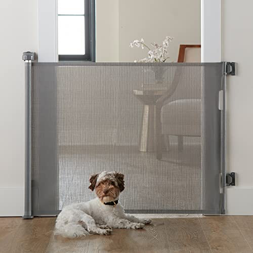 Cumbor Retractable Baby Gates for Stairs, Mesh Pet Gate 33" Tall, Extends to 55" Wide, Extra Wide Dog Gate for The House, Long Child Safety Gates for Doorways, Hallways, Cat Gate Indoor/Outdoor(Gray) from Cumbor
