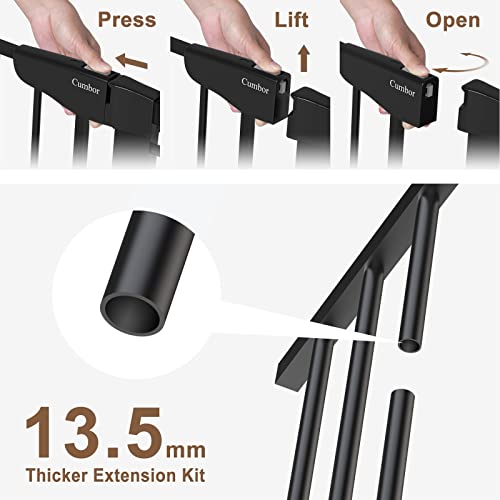 Mom's Choice Awards Winner-Cumbor 29.5-57" Baby Gate for Stairs, Extra Wide Dog Gate for Doorways, Pressure Mounted Walk Through Safety Child Gate for Kids Toddler, Tall Pet Puppy Fence Gate, Black from Cumbor