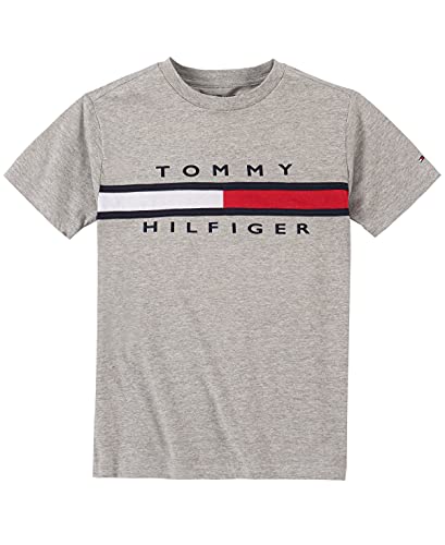 Tommy Hilfiger Big Boy's Flag T-Shirt Shirt, Grey Heather, Small (8/10) from Tommy Hilfiger
