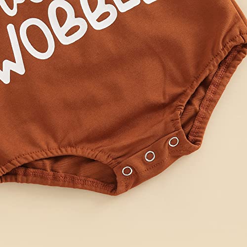 Baby Girl Boy Thanksgiving Outfit Turkey Sweatshirt Romper Long Sleeve Onesie Cute Infant Toddler Clothes 0-6 Months At Gobble TIL YOU Wobble Brown by 