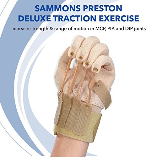 Sammons Preston Deluxe Traction Exercise Glove with Thumb, Hand and Finger Strengthening Glove for Finger & Thumb Extension, Hand Exerciser for Therapy, Recovery, & Rehabilitation, Small/Medium, Right by Patterson Medical Holdings Inc.