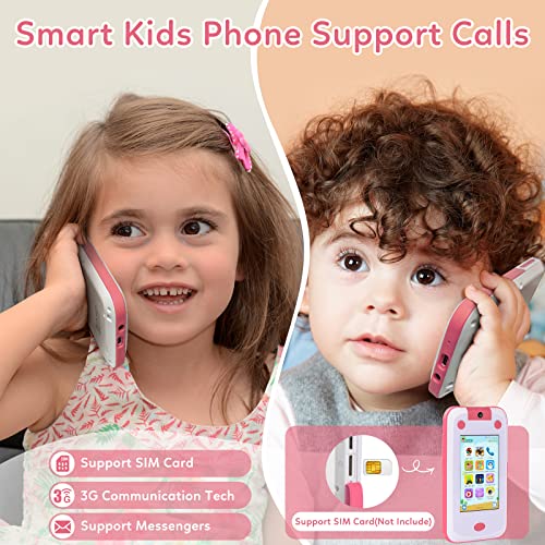 Kids Phone Support Cell SIM Card Parental Control Learning Toy Phone Toddlers' Electronics Baby Cell Phone with 180Â° Flip Camera WiFi Bluetooth Music Player Puzzle Games for Kids Gifts Age 3-10-Pink from FAYYANG