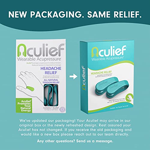 Aculief - Award Winning Natural Headache, Migraine, Tension Relief Wearable â Supporting Acupressure Relaxation, Stress Alleviation, Soothing Muscle Pain - Simple, Easy, Effective 2 Pack - (Teal) from Aculief