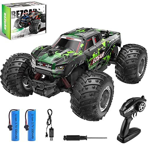 BEZGAR 20 Toy Grade 1:20 Scale Remote Control Car,2WD Top Speed 15 Km/h Electric Toy Off Road 2.4GHz RC Monster Vehicle Truck Crawler with Two Rechargeable Batteries for Boys Kids and Adults by BEZGAR